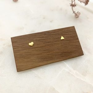 Triangle Heart Mini Stud Earrings Gold